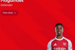 6次解围，英超官方：加布里埃尔当选阿森纳1-0水晶宫全场最佳